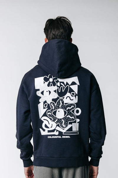 Colourful Rebel Abstract Relaxed Clean Hoodie | Navy 8720603299756