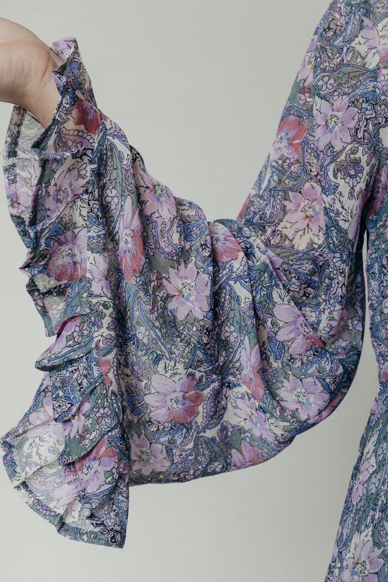 Colourful Rebel Alice Faded Flower Maxi Wrap Dress | Dark mint 