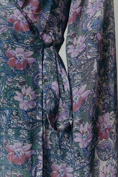 Colourful Rebel Alice Faded Flower Maxi Wrap Dress | Dark mint 