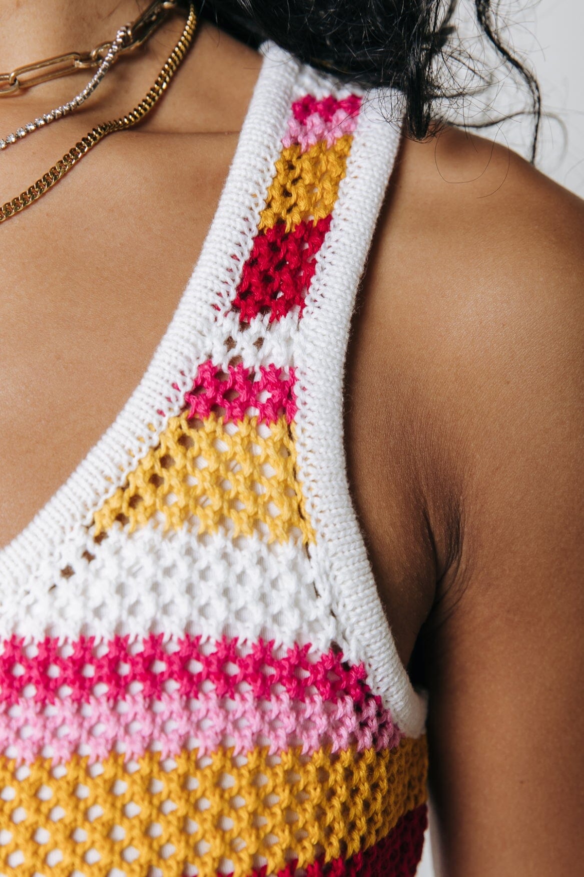 Colourful Rebel Alizee Crochet Stripe Maxi Dress | Multicolor 