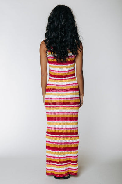 Colourful Rebel Alizee Crochet Stripe Maxi Dress | Multicolor 