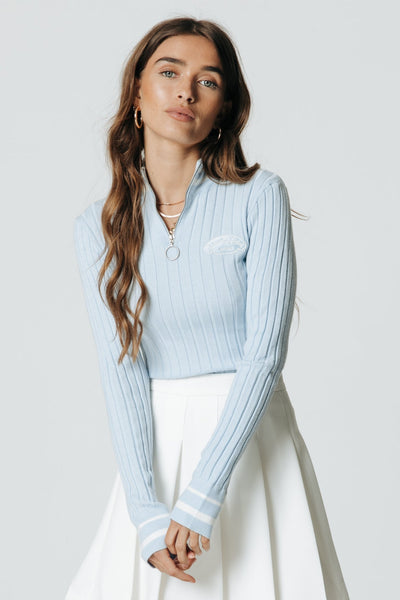 Colourful Rebel Aria Zipper Sweater | Soft blue 8720603200455