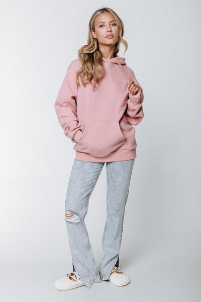Colourful Rebel Art Eagle Embro Oversized Hoodie | Old pink 