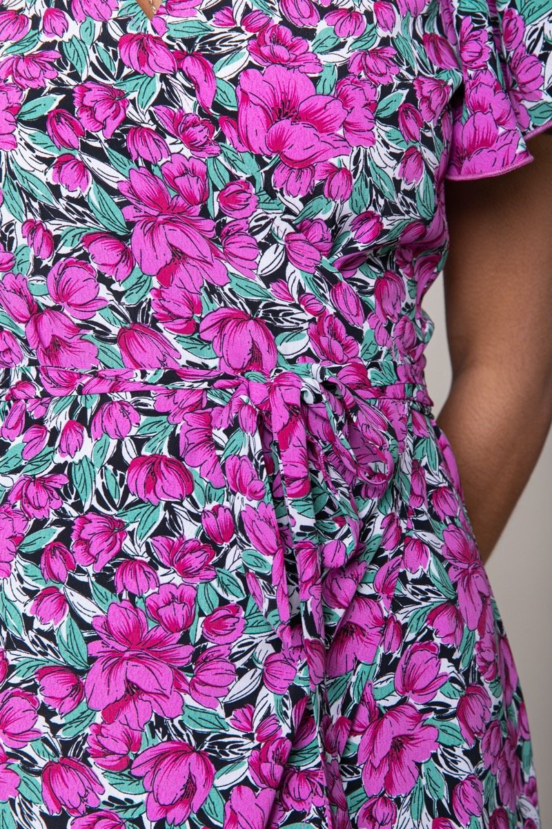 Colourful Rebel Ava Flower Wrap Maxi Dress | Pink 