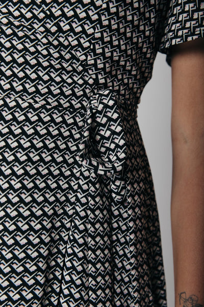 Colourful Rebel Ava Geometric Maxi Wrap Dress | Black