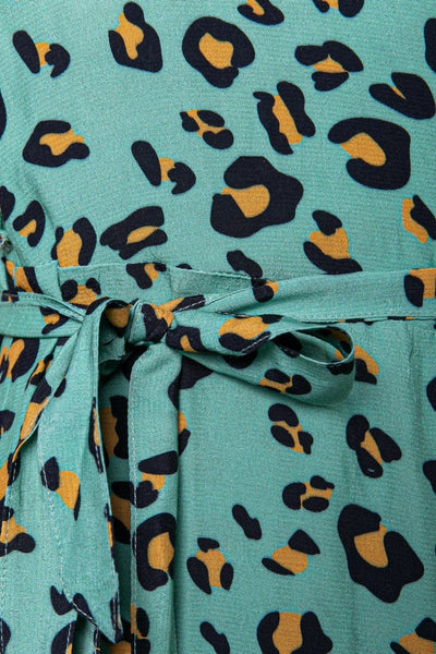Colourful Rebel Ava Leopard Maxi Wrap Dress | Turquoise 