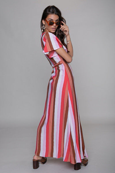 Colourful Rebel Ava Stripe Maxi Wrap Dress | Multicolor 