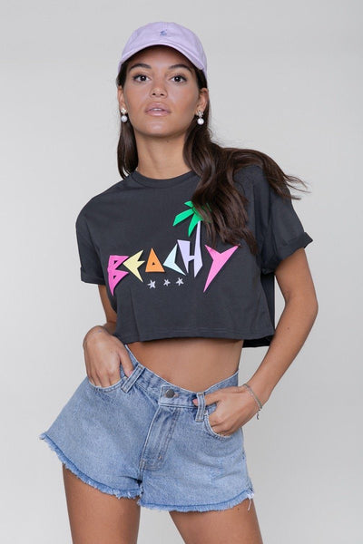 Colourful Rebel Beachy Cropped Tee | Anthracite 1104266189130