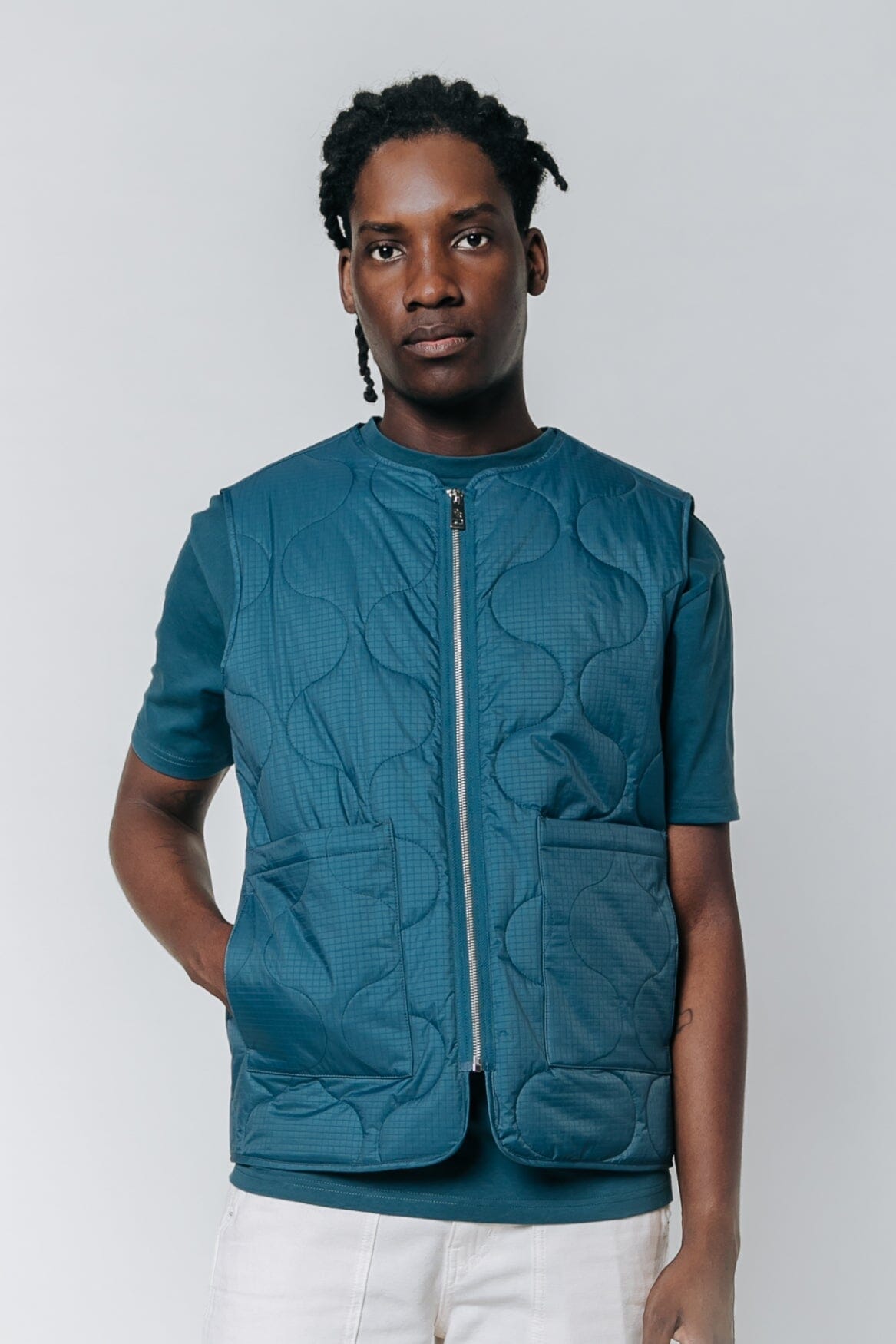 Colourful Rebel Beni Quilted Bodywarmer | Dark turquoise 