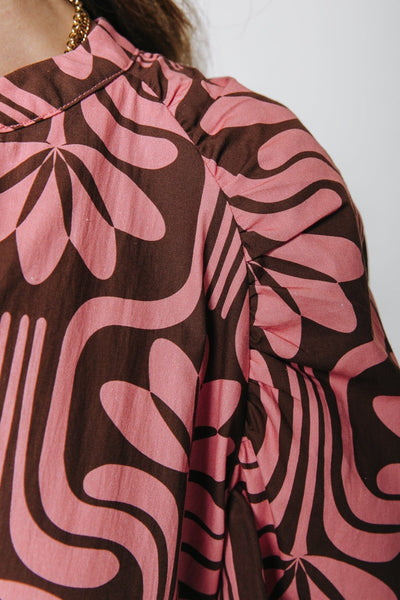 Colourful Rebel Biba Retro Flower Maxi Shirt Dress | Vintage pink 