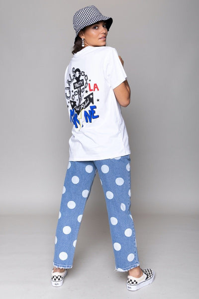 Colourful Rebel Bo Dots Boyfriend Jeans | Blue 