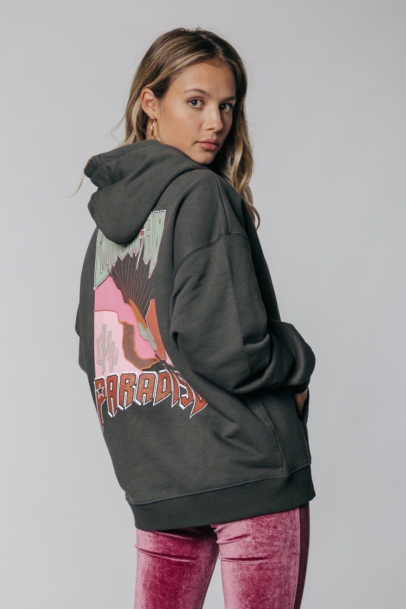 Colourful Rebel Bohemian Glitter Oversized Hoodie | Anthracite 1110202464926