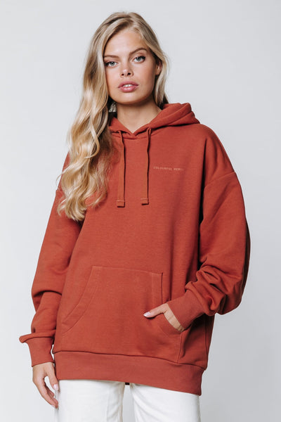 Colourful Rebel Boho Bouquet Oversized Hoodie | Rust brown 