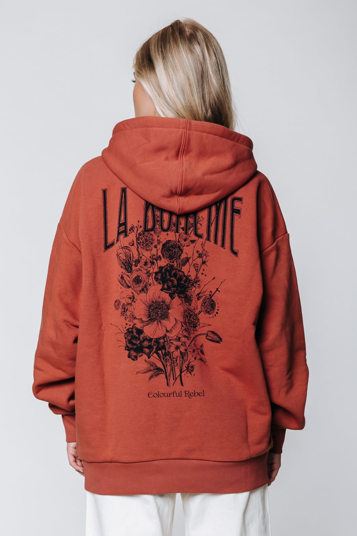 Colourful Rebel Boho Bouquet Oversized Hoodie | Rust brown 8720603246361