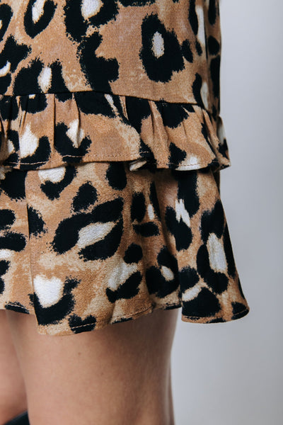 Colourful Rebel Carey Leopard Mini Skirt | Brown 