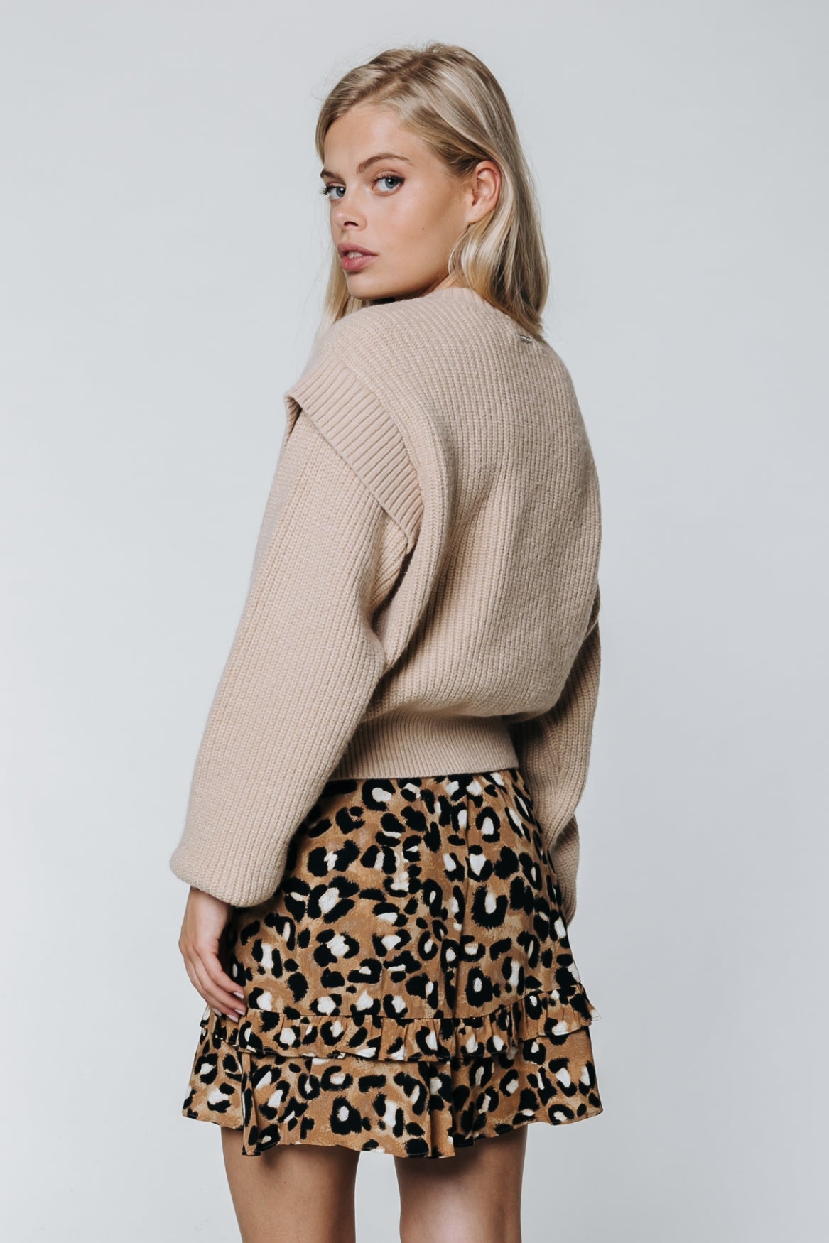 Colourful Rebel Carey Leopard Mini Skirt | Brown 