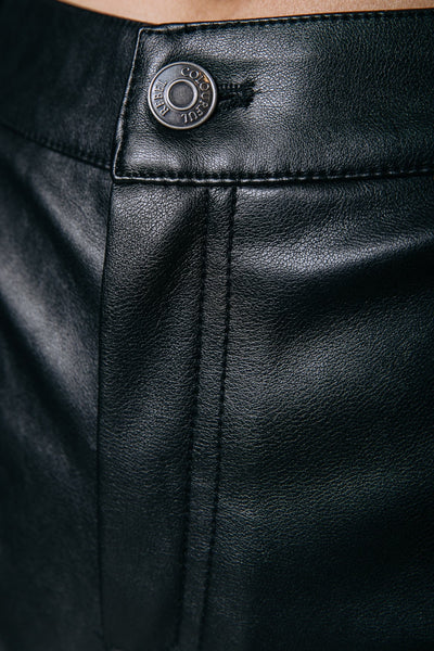 Colourful Rebel Chloe Studs Vegan Leather Five Pocket Pants | Black 