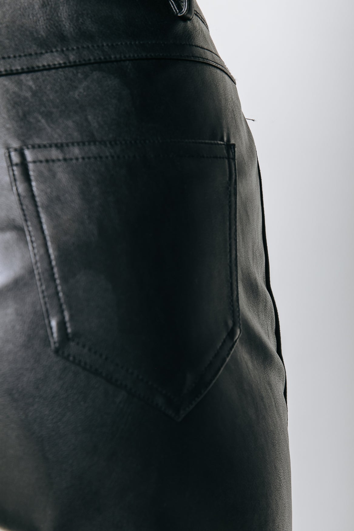 Colourful Rebel Chloe Studs Vegan Leather Five Pocket Pants | Black 