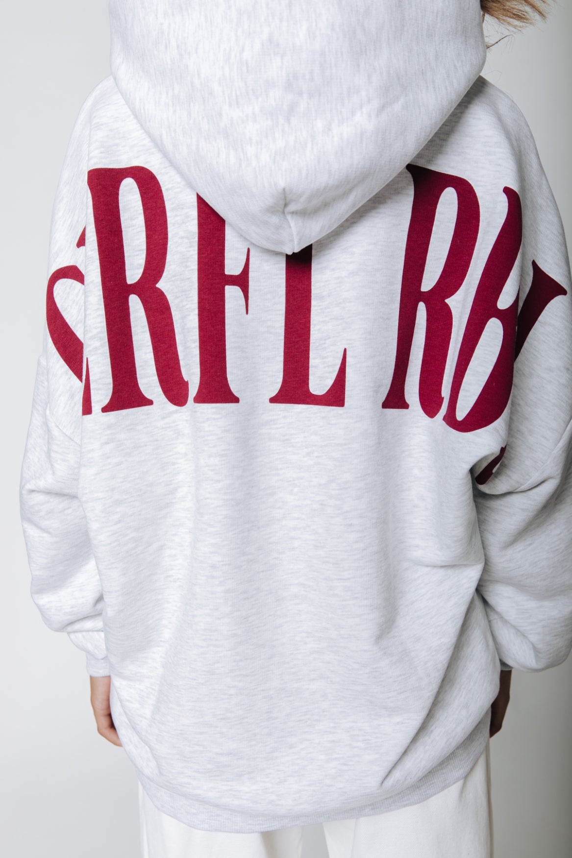 Colourful Rebel CR Back Logo Dropped Shoulder Hoodie | Light grey melange 