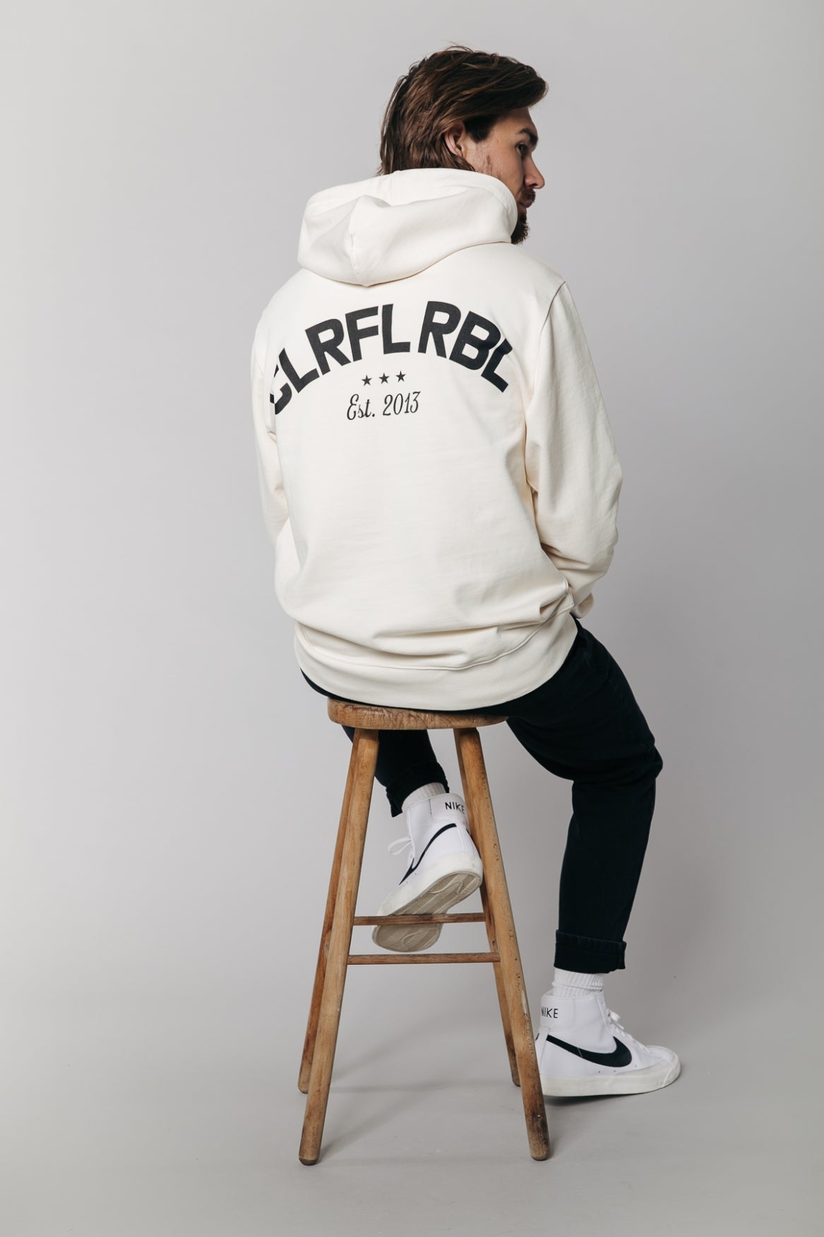 Colourful Rebel CR est. 2013 Back Print Hoodie | Off white 