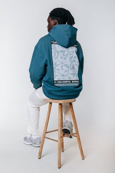 Colourful Rebel Daily Reminder Relaxed Clean Pkt Hoodie | Dark turquoise 8720603280792