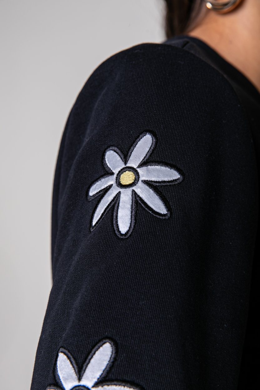 Colourful Rebel Daisy Patch Sweat | Black 