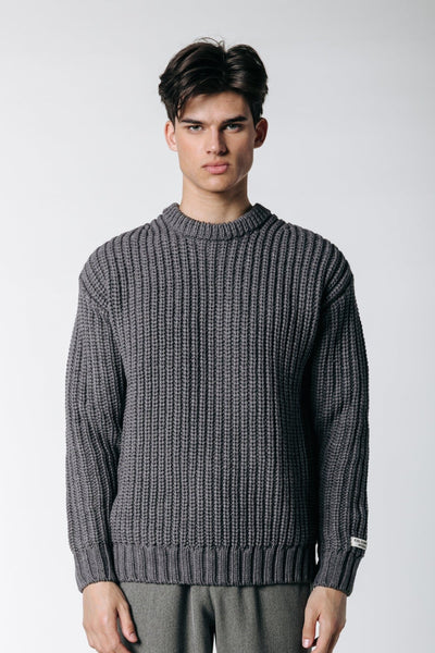 Colourful Rebel Dean Garment Dye Rib Knit Sweater | Dark grey 8720867009245