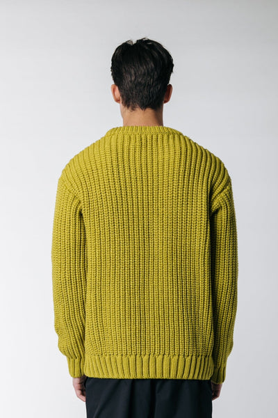 Colourful Rebel Dean Garment Dye Rib Knit Sweater | Dark Lime Green