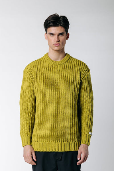 Colourful Rebel Dean Garment Dye Rib Knit Sweater | Dark Lime Green 8720867002185