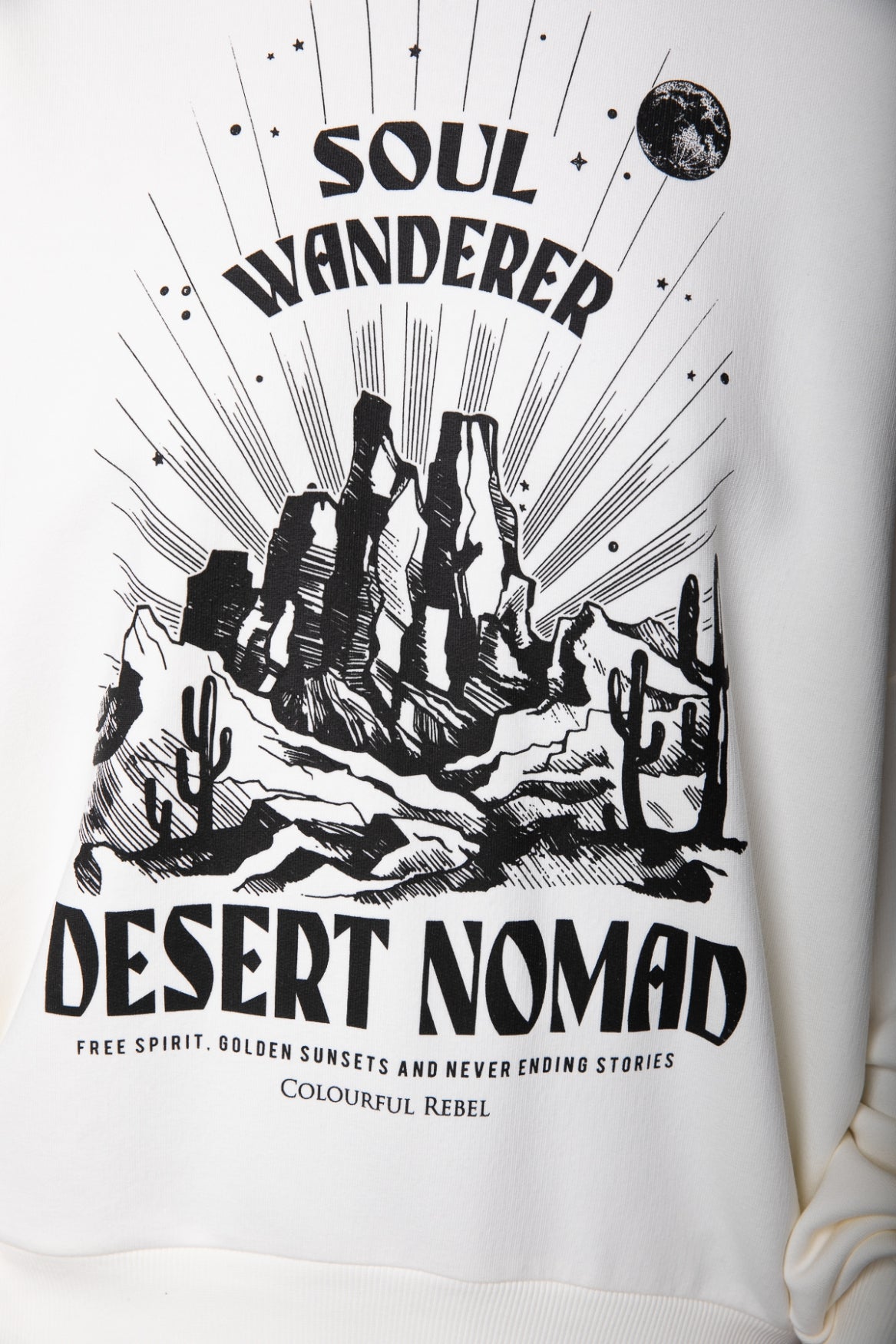 Colourful Rebel Desert Nomad Dropped Shoulder Sweat | Off white 