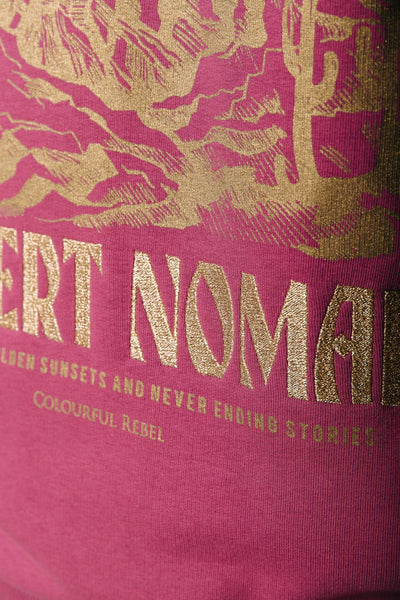 Colourful Rebel Desert Nomad Embro Oversized Hoodie | Old dark pink 