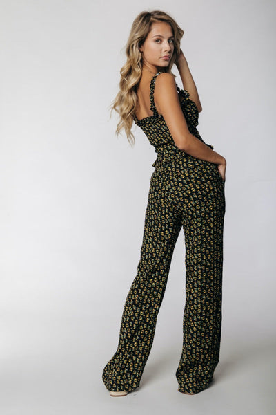 Colourful Rebel Diana Small Flower High Rise Straight Pants | Yellow