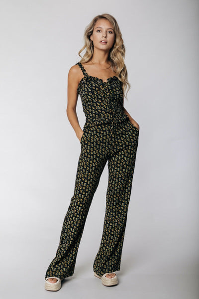 Colourful Rebel Diana Small Flower High Rise Straight Pants | Yellow 8720603208864