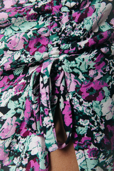 Colourful Rebel Dinah Scattered Flower Midi Drawcord Skirt | Fuchsia