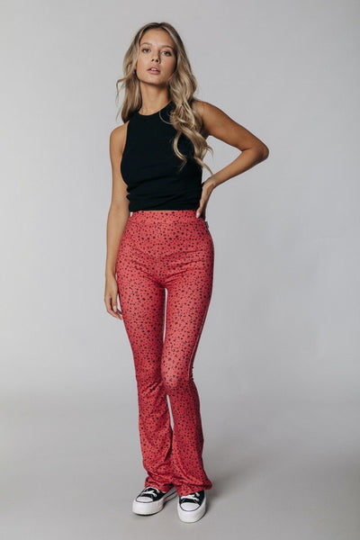 Colourful Rebel Ditzy Floral Peached Flare Pants | Rust Orange 1110863025887