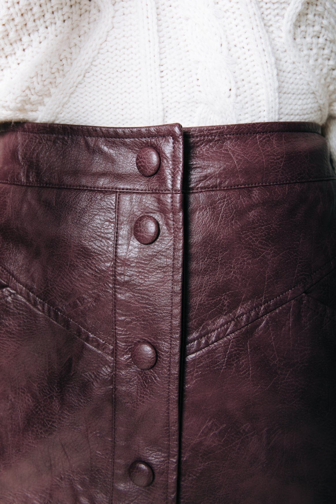 Colourful Rebel Dolizi Vegan Leather Skirt | Burgundy 