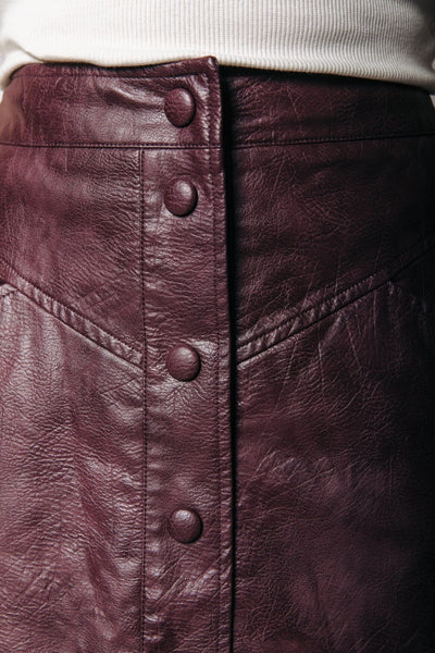 Colourful Rebel Dolizi Vegan Leather Skirt | Burgundy 
