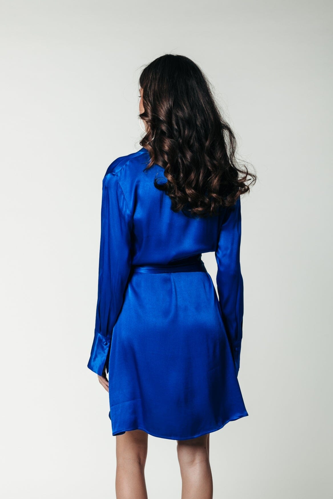 Colourful Rebel Dorin Uni Satin Mini Wrap Dress | Vibrant Blue