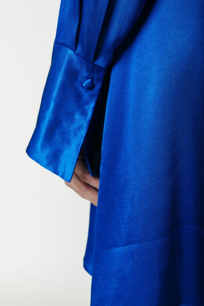 Colourful Rebel Dorin Uni Satin Mini Wrap Dress | Vibrant Blue