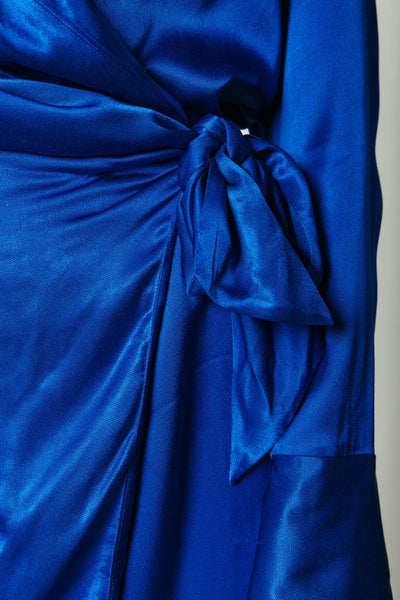 Colourful Rebel Dorin Uni Satin Mini Wrap Dress | Vibrant Blue 