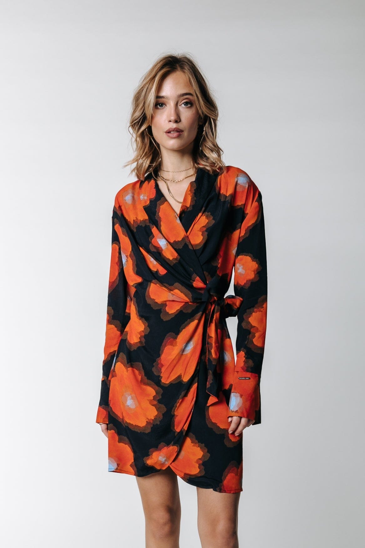 Colourful Rebel Dorin Wrap Dress | Mandarin Orange 8720603290982