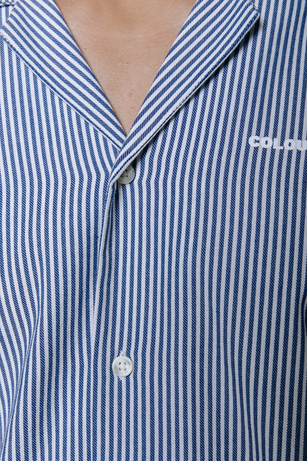 Colourful Rebel Ezra Boulevard Stripes Short Sleeve Shirt | White/ Blue