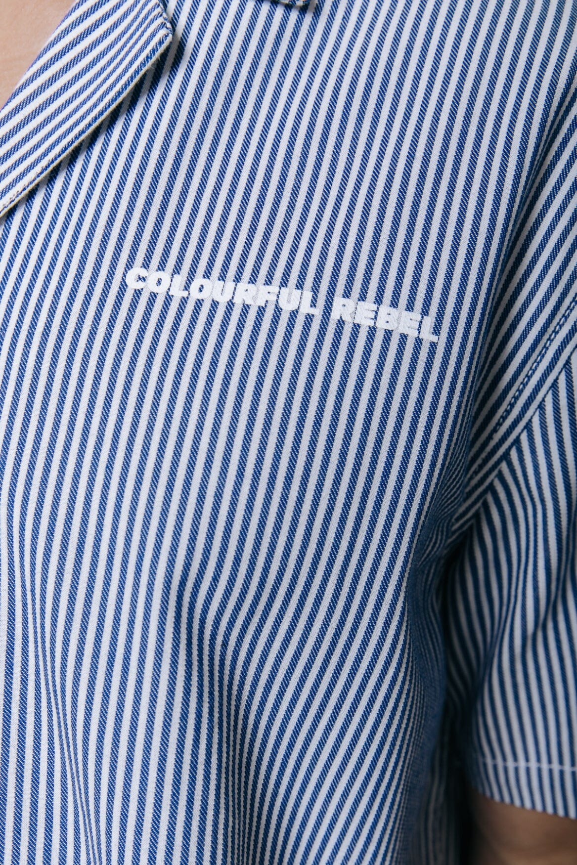 Colourful Rebel Ezra Boulevard Stripes Short Sleeve Shirt | White/ Blue