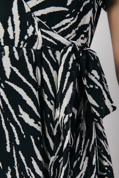 Colourful Rebel Felin Zebra Maxi Wrap Dress | Black/white