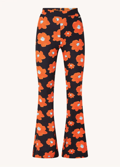 Colourful Rebel Flower Peached Flare Pants | Mandarin Orange 