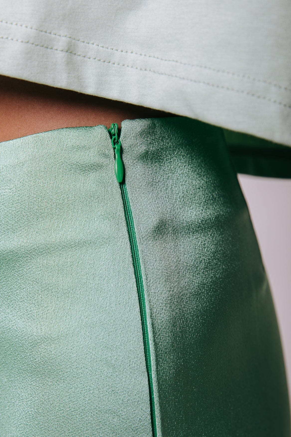 Colourful Rebel Hinte Uni Satin Slit Midi Skirt | Mint 