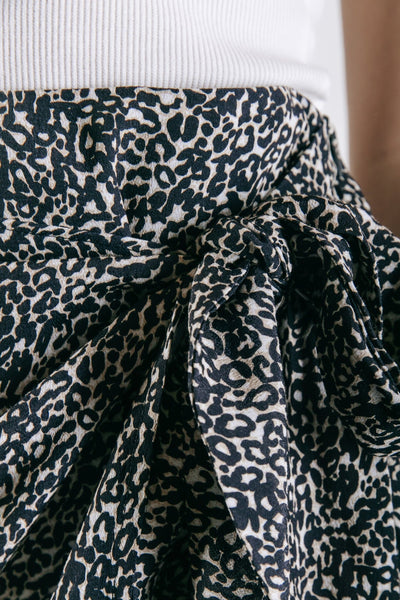Colourful Rebel Ilya Small Leopard Wrap Midi Skirt | Sand