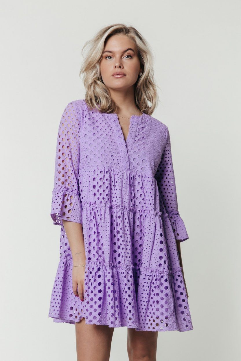 Colourful Rebel Indy Broderie Anglaise Boho Dress | Lilac 1101364877136
