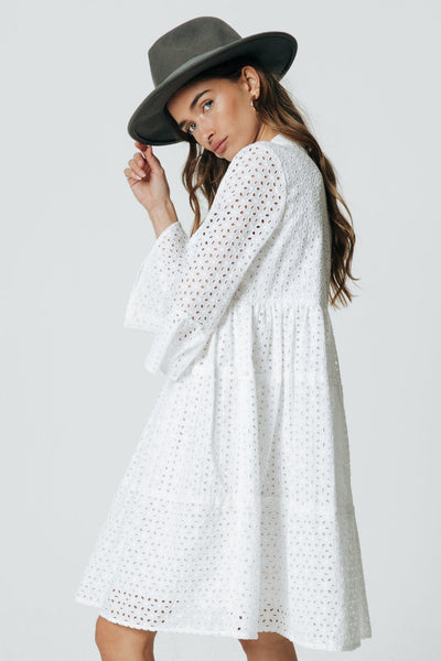 Colourful Rebel Indy Broderie Anglaise Boho Dress | White