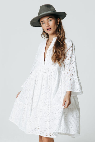 Colourful Rebel Indy Broderie Anglaise Boho Dress | White 8720603209663